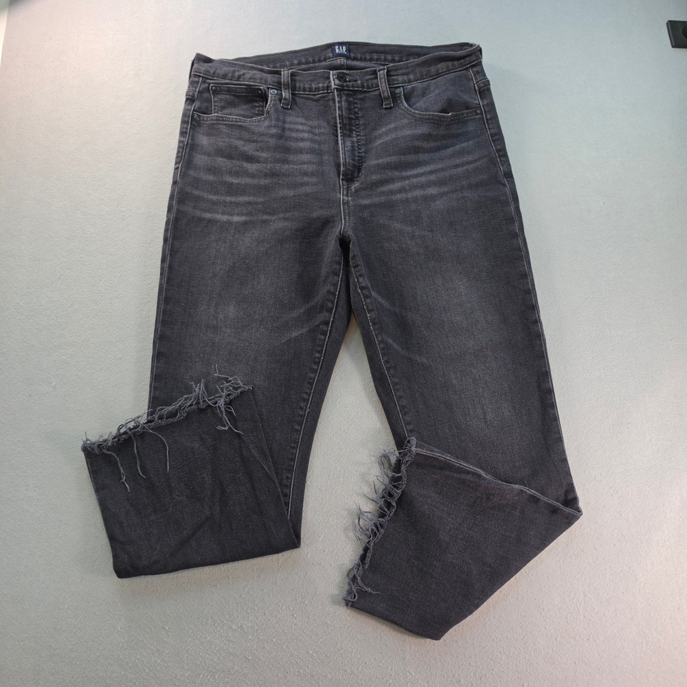 Gap Denim For Good Black Bootcut Jeans Raw Hem Size 14/32R Regular